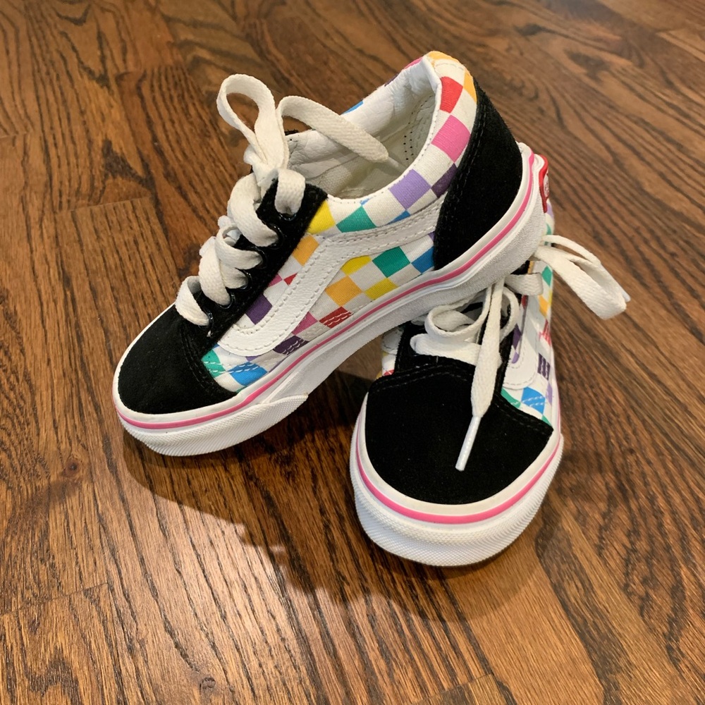 Vans rainbow checkered sneakers, size 11.